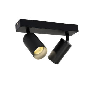 FOCO PORTA GU10 DOBLE NEGRO SOBREPUESTO LED MODELO ALTAIR II KONNERGIE 12 MESES DE GARANTÍA