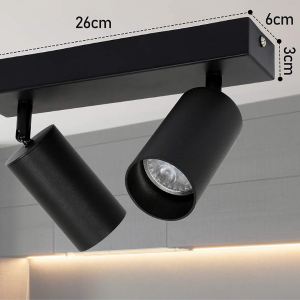 FOCO PORTA GU10 DOBLE NEGRO SOBREPUESTO LED MODELO ALTAIR II KONNERGIE 12 MESES DE GARANTÍA