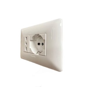 Enchufe Schuko + enchufe simple 10/16A Blanco