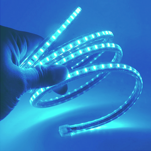 CINTA LED AZUL HIELO 2835 120LED 10MM IP65 CORTE CADA 20CM 220V INTERIOR EXTERIOR