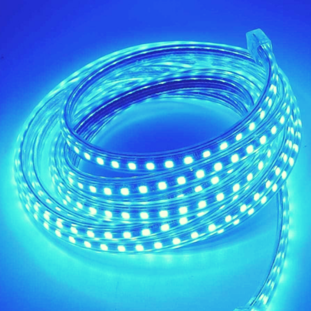 CINTA LED 220V AZUL HIELO 2835 INTERIOR EXTERIOR CORTE CADA 1 METRO