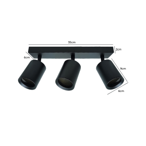 FOCO PORTA GU10 TRIPLE NEGRO SOBREPUESTO LED MODELO ALTAIR III