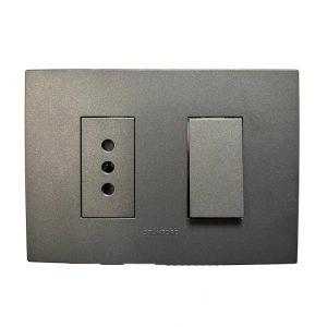 Interruptor Simple (9/12) + Enchufe Simple 10A 250V (Grafito) con garantía