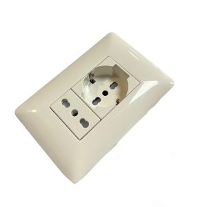 Enchufe Schuko + enchufe simple 10/16A Blanco