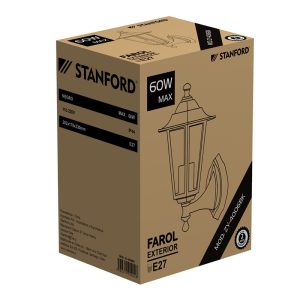 Farol Exterior Colonial Negro 6 Caras Rosca E/27 Max 60W