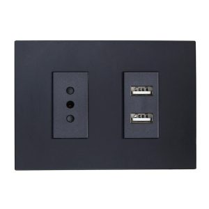 ENCHUFE SIMPLE 10A(1 Ud TZ1104) 250V + TOMA USB TYPE A (NEGRO