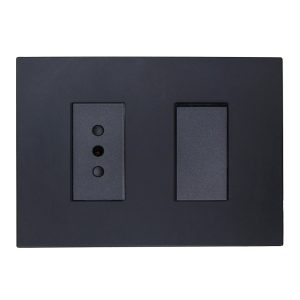 INTERRUPTOR SIMPLE (9/12) + ENCHUFE SIMPLE 10A 250V  (NEGRO)