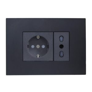 ENCHUFE SCHUKO + ENCHUFE SIMPLE BIPASO 10/16A (NEGRO)