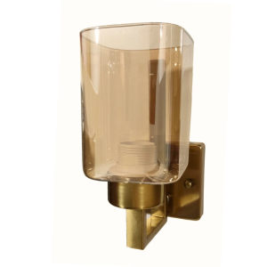 LAMPARA APLIQUE PORTA AMPOLLETA E27 MODELO LIONROCK AMBAR SIMPLE DORADO