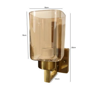 LAMPARA APLIQUE PORTA AMPOLLETA E27 MODELO LIONROCK AMBAR SIMPLE DORADO
