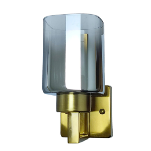 LAMPARA APLIQUE PORTA AMPOLLETA E27 MODELO LIONROCK TRANSPARENTE SIMPLE DORADO