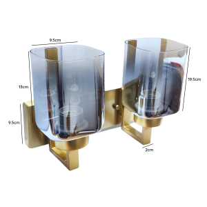 LAMPARA APLIQUE DOBLE DORADO PORTA AMPOLLETA E27 MODELO LIONROCK TRANSPARENTE