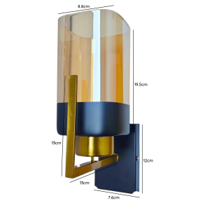 LAMPARA APLIQUE SIMPLE PORTA AMPOLLETA E27 MODELO LESATH AMBAR