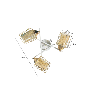 APLIQUE BLANCO-DORADO TRIPLE PORTA E27 LED MODELO ZOSMO