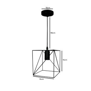 LAMPARA DE TECHO PORTA AMPOLLETA E27 MODELO SIRIUS CUADRADA