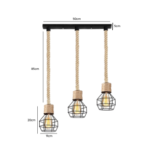 LAMPARA DE TECHO PORTA AMPOLLETA E27 X3 MODELO YUTE VIOLETE III