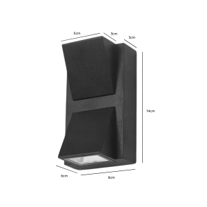 APLIQUE LED DOBLE EXTERIOR IP54 2X3W 3000K NEGRO MODELO KAPELLE