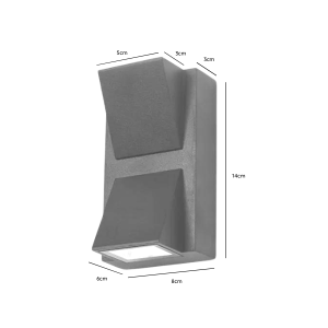 APLIQUE LED DOBLE EXTERIOR IP54 2X3W 3000K GRIS MODELO KAPELLE