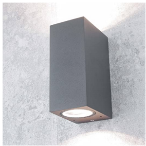 APLIQUE LED EXTERIOR GRIS MODELO KAPELLE CUADRADO IP54 DOBLE 2X5W 3000K