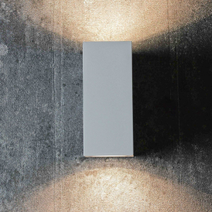 APLIQUE LED EXTERIOR GRIS MODELO KAPELLE CUADRADO IP54 DOBLE 2X5W 3000K