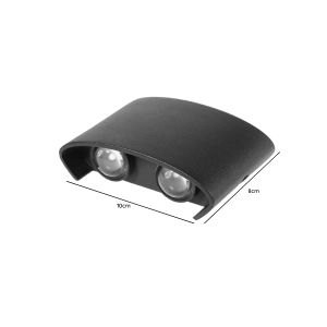 APLIQUE DOBLE LED EXTERIOR IP54 NEGRO 2X3W CALIDO 3000K MODELO BELLATRIX