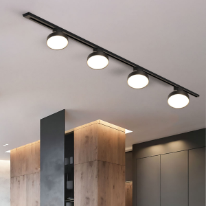 PORTA PANEL LED REDONDO NEGRO 12W NEUTRO 4000K A RIEL MODELO QUTU
