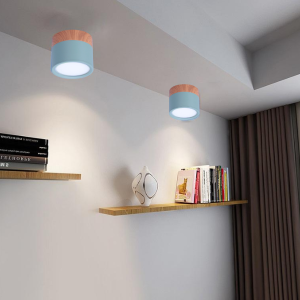 PANEL DECORATIVO SOBREPUESTO AZUL Y MADERA 6W FRIO 6000K