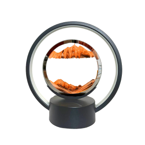 Lampara Tipo Reloj Negro con Pintas Naranjas