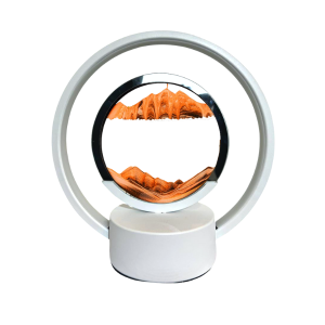 Lampara Tipo Reloj Blanca con Pintas Naranjas