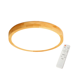 LAMPARA LED MODERNA CON CONTROL REDONDA SOBREPUESTA 36+36W 400MM MADERA CLARA 3000K-4000K-6000K MODELO TANNISTHA