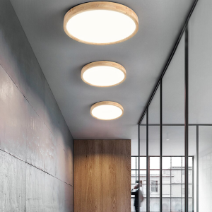 LAMPARA LED MODERNA CON CONTROL REDONDA SOBREPUESTA 24+24W 300MM MADERA CLARA 3000K-4000K-6000K MODELO TANNISTHA