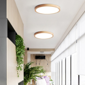 LAMPARA LED MODERNA CON CONTROL REDONDA SOBREPUESTA 36+36W 400MM MADERA CLARA 3000K-4000K-6000K MODELO TANNISTHA