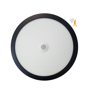 PANEL SOBREPUESTO NEGRO PRO CON SENSOR DE MOVIMIENTO REDONDO 18W FRIO 6500K