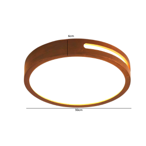 LAMPARA LED MODERNA REDONDA SOBREPUESTA 24+24W 300MM MADERA OSCURA 3000K-4000K-6000K MODELO URVI