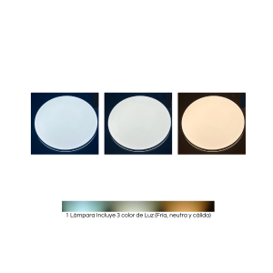 LAMPARA LED MODERNA CON CONTROL REDONDA SOBREPUESTA 24+24W 300MM MADERA CLARA 3000K-4000K-6000K MODELO TANNISTHA