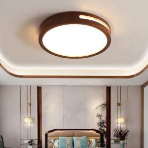 LAMPARA LED MODERNA REDONDO SOBREPUESTA 36W+36W 400MM MADERA OSCURO 3000K-4000K-6000K MODELO URVI