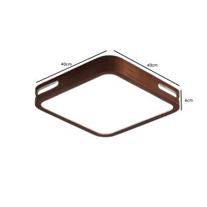 LAMPARA LED MODERNA CUADRADA SOBREPUESTA 36+36W 400MM MADERA OSCURO 3000K-4000K-6000K MODELO URVI