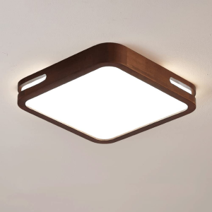 LAMPARA LED MODERNA CUADRADO SOBREPUESTA 24+24W 300MM MADERA OSCURA 3000K-4000K-6000K
