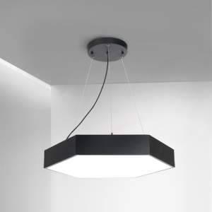 LAMPARA LED MODERNA COLGANTE 36W 600MM NEGRA 6000K MODELO HEXAGONO CERRADO SUDEEP