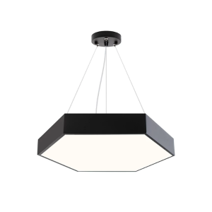 LAMPARA LED MODERNA COLGANTE 36W 600MM NEGRA 6000K MODELO HEXAGONO CERRADO SUDEEP