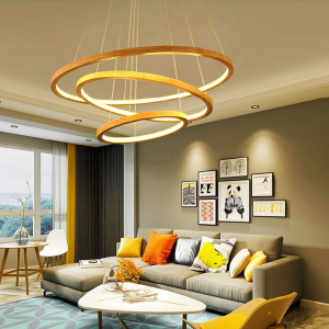 LAMPARA LED MODERNA REDONDA COLGANTE 76W 600MM MEDERA 3000K-4000K-6000K MODELO BANCROFT