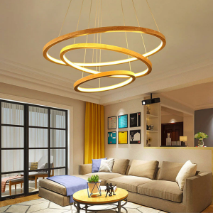 LAMPARA LED MODERNA REDONDA COLGANTE 76W 600MM MEDERA 3000K-4000K-6000K MODELO BANCROFT