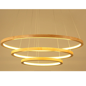 LAMPARA LED MODERNA REDONDA COLGANTE 76W 600MM MEDERA 3000K-4000K-6000K MODELO BANCROFT