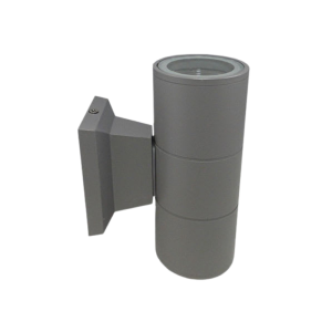 APLIQUE LED EXTERIOR GRIS MODELO KAPELLE CILINDRO IP54 DOBLE PORTA GU10