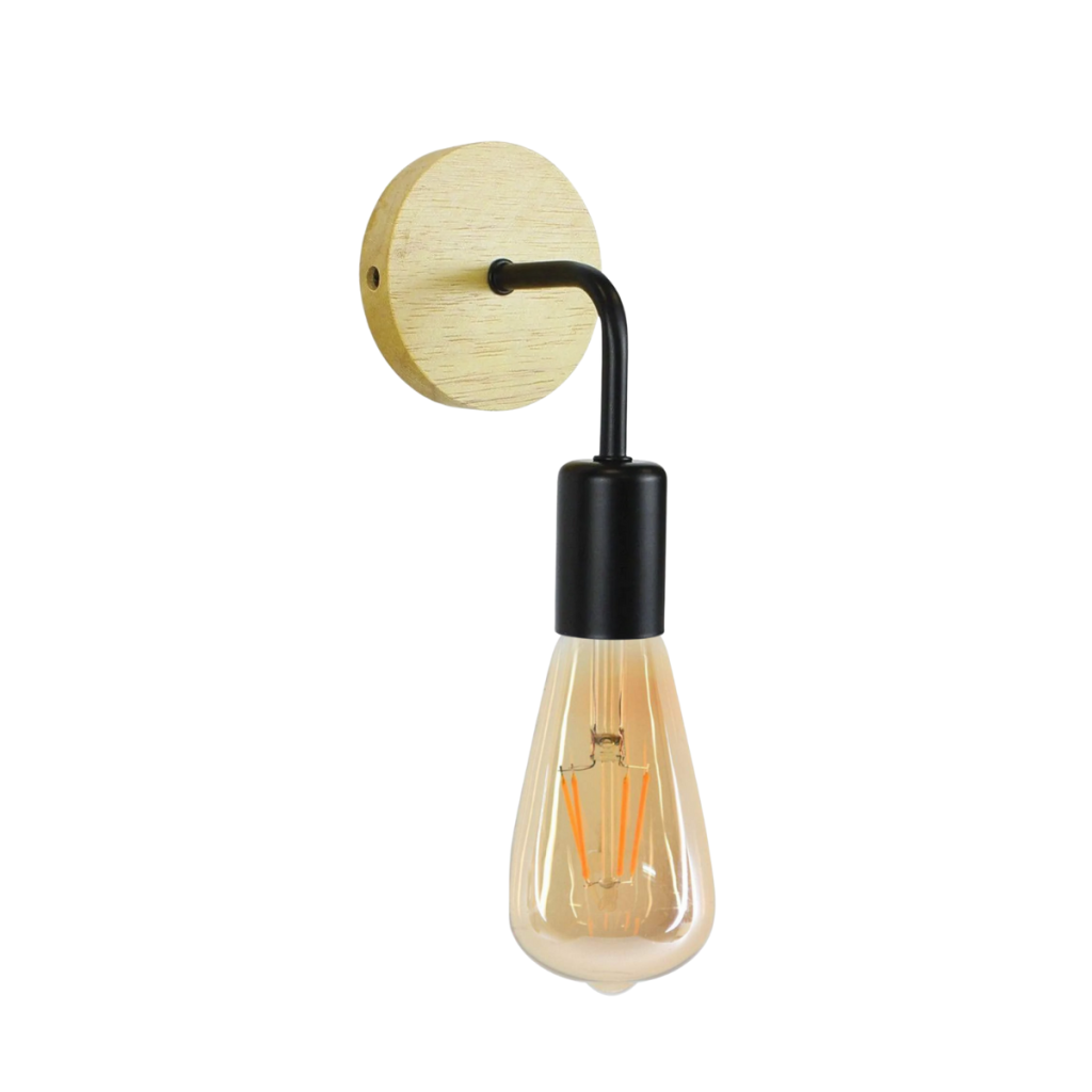 APLIQUE NEGRO MADERA PORTA AMPOLLETA E27 MODELO ASCELLA