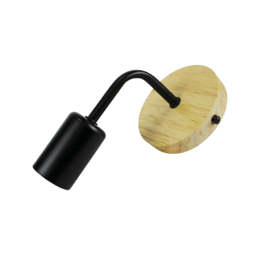 APLIQUE NEGRO MADERA PORTA AMPOLLETA E27 MODELO ASCELLA