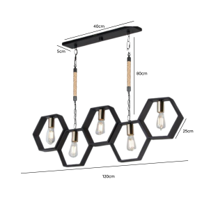 LAMPARA DE TECHO PORTA AMPOLLETA DE 5 SOQUETES E27 MODELO SCEPTRUM