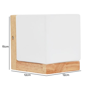 APLIQUE CUADRADO PORTA AMPOLLETA E27 D MODELO MADERA TAHTI III