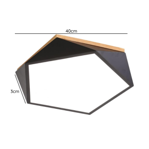 LAMPARA LED MODERNA PENTAGONO SOBREPUESTA C/CONTROL 36+36W 400MM NEGRO 3000K-4000K-6000K MODELO UKDAH
