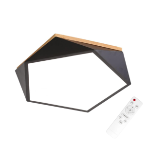 LAMPARA LED MODERNA PENTAGONO SOBREPUESTA C/CONTROL 36+36W 400MM NEGRO 3000K-4000K-6000K MODELO UKDAH